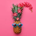Pineapple Fashion Hipster. Tropical Summer Mood