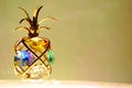 Pineapple figurine with colored glass