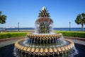 The Pineapple Fountain in scenic Waterfront Park, Charleston SC Royalty Free Stock Photo