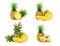 Pineapple fruit. Collection organic pineapple isolated on white background. Pineapple with clipping path. Full depth of field. Royalty Free Stock Photo