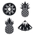 Pineapple fruit icons set, simple style Royalty Free Stock Photo