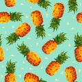 Pineapple fruit summer background in low poly