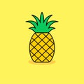 Pineapple fruit vector illustration isolated on yellow background Royalty Free Stock Photo