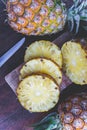 Pineapple fruit on wood table