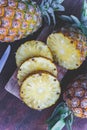 Pineapple fruit on wood table