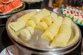 Pineapple fruits on a wooden table , beautiful buffet style Royalty Free Stock Photo