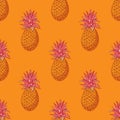 Pineapple funky seamless pattern