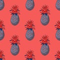 Pineapple funky seamless pattern