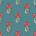 Pineapple funky seamless pattern