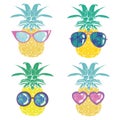 Pineapple with glasses tropical, vector, illustration, design, exotic, food, fruit