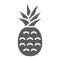 Pineapple glyph icon, fruit and ananas