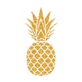 Pineapple golden with leaf. Tropical gold exotic fruit isolated white background. Symbol of organic food, summer