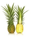 Pineapple and half pineapple isolated on white background Royalty Free Stock Photo