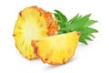Pineapple half and slice isolated on white background with clipping path and full depth of field Royalty Free Stock Photo