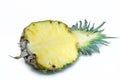 Pineapple half. Pineapple slice on white. Pineapple with leaves. Full depth of field Royalty Free Stock Photo