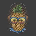 Pineapple headphone vector illustration