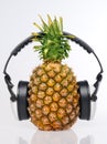 Pineapple in headphones