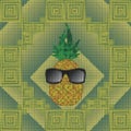 pineapple huichol mexican pixel art mosaic in vector format Royalty Free Stock Photo