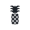 Pineapple icon. Black isolated silhouette. Fill solid icon. Modern minimalistic design. Vector illustration. Fruits