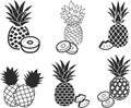 Pineapple icon, Fruit icon, Healthy fruit black vectors icon set. Royalty Free Stock Photo