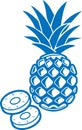 Pineapple icon, Fruit icon, Healthy fruit blue vectors icon.