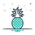 Mix icon for Pineapple, tupi nanas and healthy Royalty Free Stock Photo