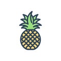 Color illustration icon for Pineapple, tupi nanas and healthy Royalty Free Stock Photo