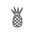 Pineapple icon vector. Outline food, line tropical fruit symbol.