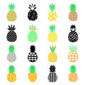 Pineapple icons set cartoon vector. Tropical fruit