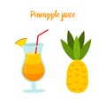Pineapple juice or a cocktail in a glass. Tropical Fruit for Diet and Health. Organic Vitamin for Vegetarians