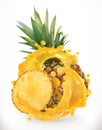 Pineapple juice. Fresh fruit. Vector icon Royalty Free Stock Photo