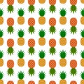 Pineapple, leaf seamless pattern. Tropical fruits textile texture isolated white background. Food print, fabric wrapping