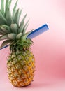 A pineapple on light pink background