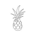 PINEAPPLE LINE ART. Vector ananas. Continuous Line Fruit. Vector Illustration with Pineapple. One Line art