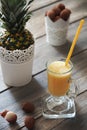 Pineapple and litchi juice Royalty Free Stock Photo