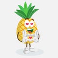 Pineapple Logo mascot in love pose Royalty Free Stock Photo