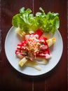 Pineapple Melon Salad with Vegetables, Cereals and Cream