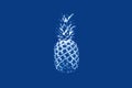 Pineapple in monochrome on a blue background. Concept abstraction, surrealism, color of the year 2020, food