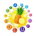 Pineapple Over Paint Splash Background Fresh Juice And Vitamins Logo Natural Food Farm Products Royalty Free Stock Photo