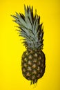 Pineapple Over Yellow Background. Colorful Food. Pineapple. Royalty Free Stock Photo