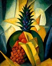 Pineapple painted in expressionistic style on canvas