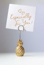 Pineapple paper holder with an inscription - especially for you Royalty Free Stock Photo