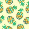 Pineapple Pastel Colors Seamless Pattern Vector Royalty Free Stock Photo