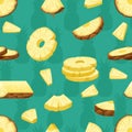 pineapple pattern. healthy sliced food illustration of pineapple. Vector seamless background in cartoon style