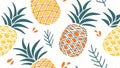 Pineapple pattern repeat design, tropical fruit and summer theme. vector design Generative AI Royalty Free Stock Photo