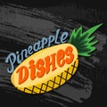 Pineapple picture. Hand drawn vector stock illustration. Chalk board drawing Royalty Free Stock Photo