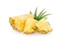 Pineapple piece isolated on white background. Fresh pineapple chunk macro Royalty Free Stock Photo