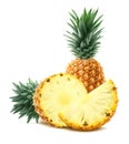 Pineapple and pieces on white background Royalty Free Stock Photo