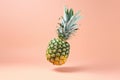 Pineapple on a pink background. Minimal concept. Copy space. Generative AI Royalty Free Stock Photo