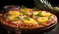 pineapple pizza, AI generated Royalty Free Stock Photo